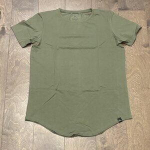 Rokwolf Women's Burnt Olive Round Hem Athletic Lounge Tee, Size Large